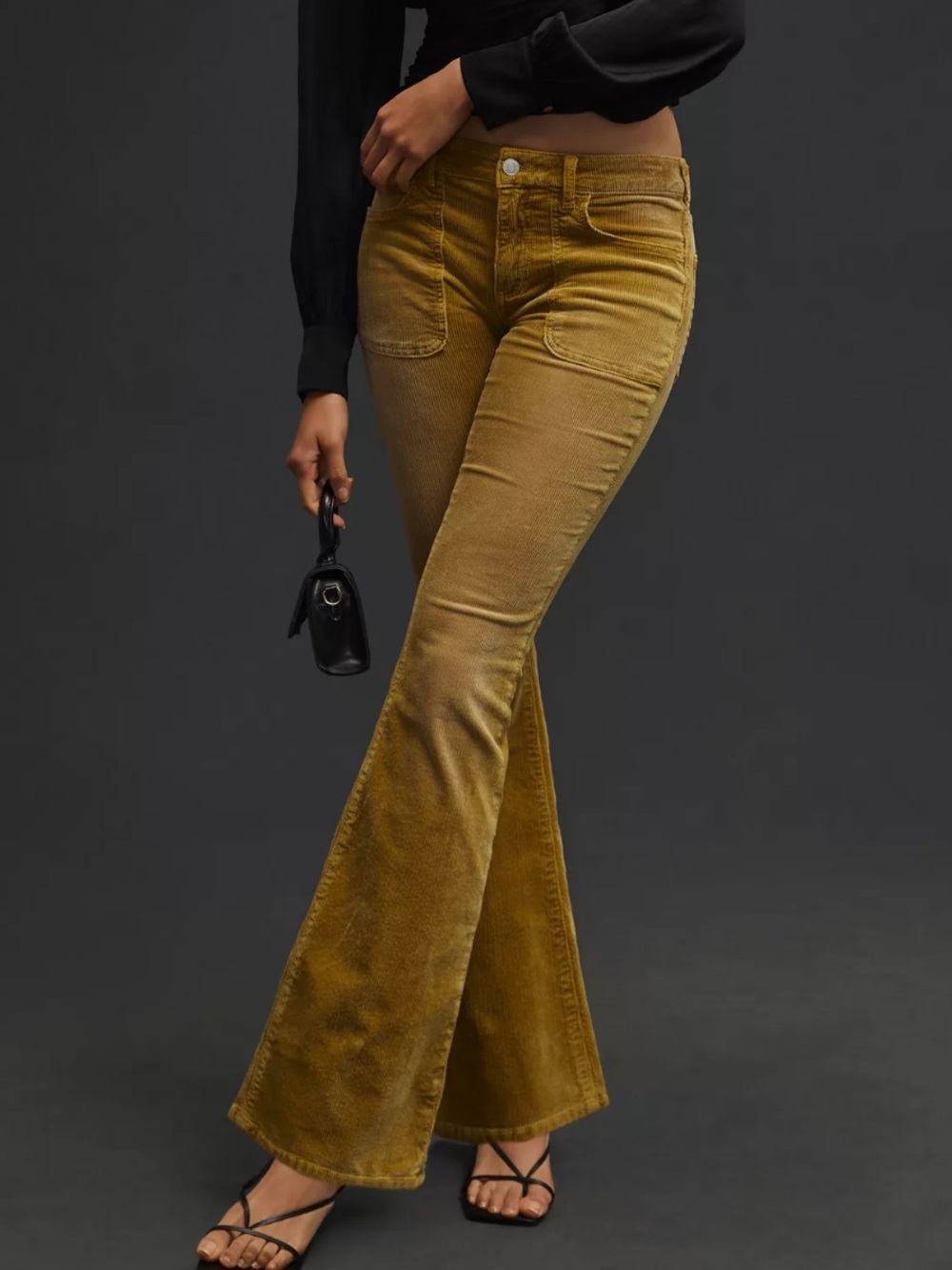 Anthropologie Pilcro The Icon Flare Corduroy Jeans Chartreuse
